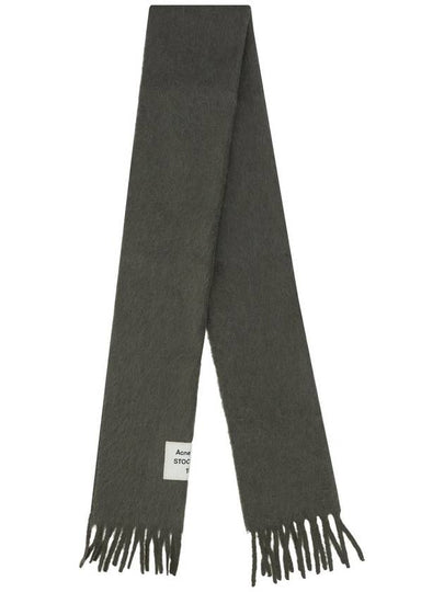 Logo Patch Fringe Muffler Grey - ACNE STUDIOS - BALAAN 2