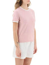 Women's Melange Jersey Ringer Short Sleeve T-Shirt Light Pink - THOM BROWNE - BALAAN 3