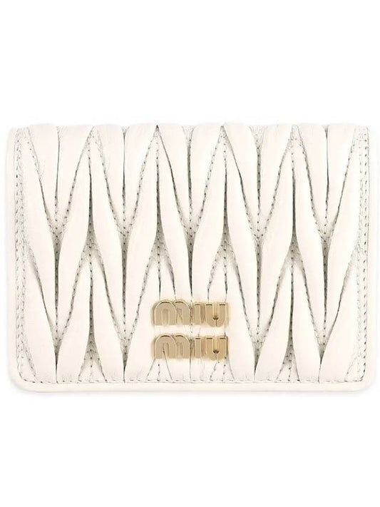 Matelasse Nappa Leather Card Wallet White - MIU MIU - BALAAN 1