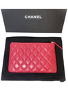 Classic Pouch Small Shiny Calfskin Red Gold Metal AP4101 - CHANEL - BALAAN 2