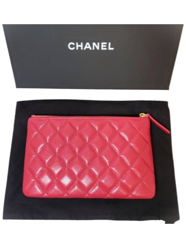 Classic Pouch Small Shiny Calfskin Red Gold Metal AP4101 - CHANEL - BALAAN 2