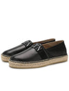 VLTN Logo Banding Leather Espadrilles Black - VALENTINO - BALAAN 1