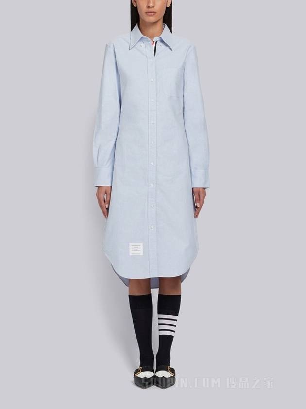 Women's Oxford Classic Shirt Midi Dress Light Blue - THOM BROWNE - BALAAN 2