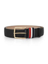 Men's Three Stripes Tab Pebbled Leather Belt Black - THOM BROWNE - BALAAN 2