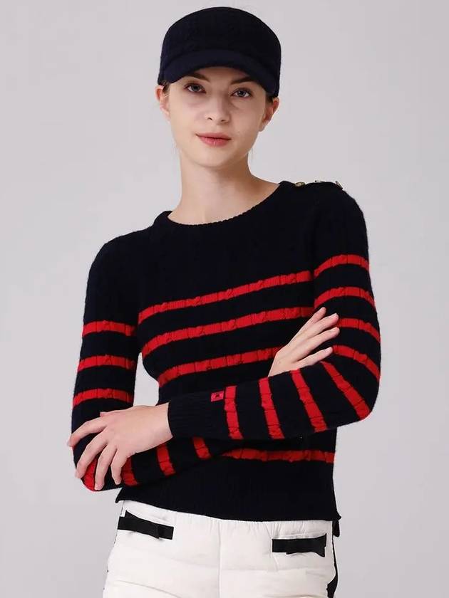 Striped Cashmere SweaterOF2402LBNAVY - ONOFF - BALAAN 4