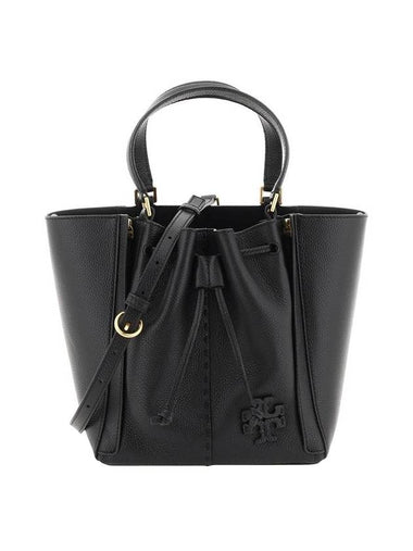 Women's McGraw Logo Leather Tote Bag Black - TORY BURCH - BALAAN 1