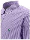 Embroidered Logo Striped Long Sleeve Shirt Purple - POLO RALPH LAUREN - BALAAN 5