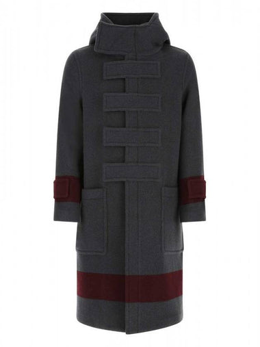 Striped Touch Strap Duffle Coat Dark Charcoal - BURBERRY - BALAAN 1