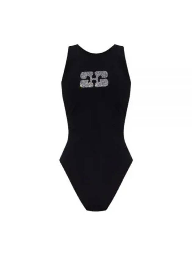 Butterfly Logo One-Piece Swimsuit Black - GANNI - BALAAN 2