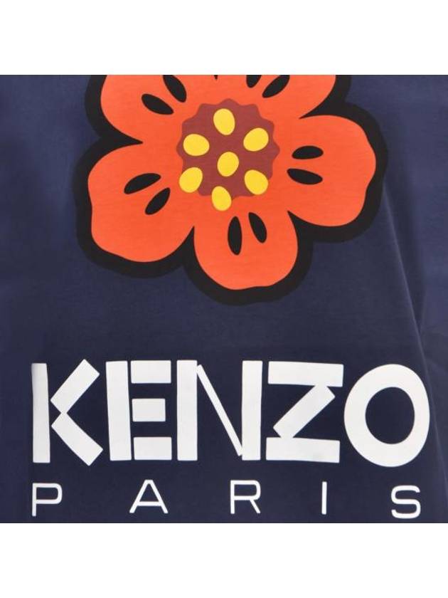 Women's Boke Flower Loose Fit Cotton Short Sleeve T-Shirt Navy - KENZO - BALAAN 4