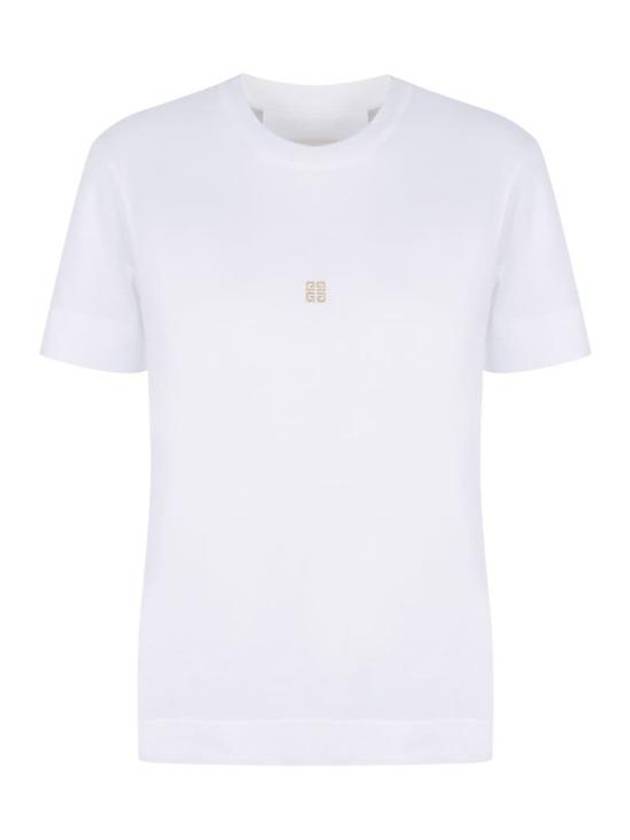 Embroidered Logo Cotton Short Sleeve T-Shirt White - GIVENCHY - BALAAN 2