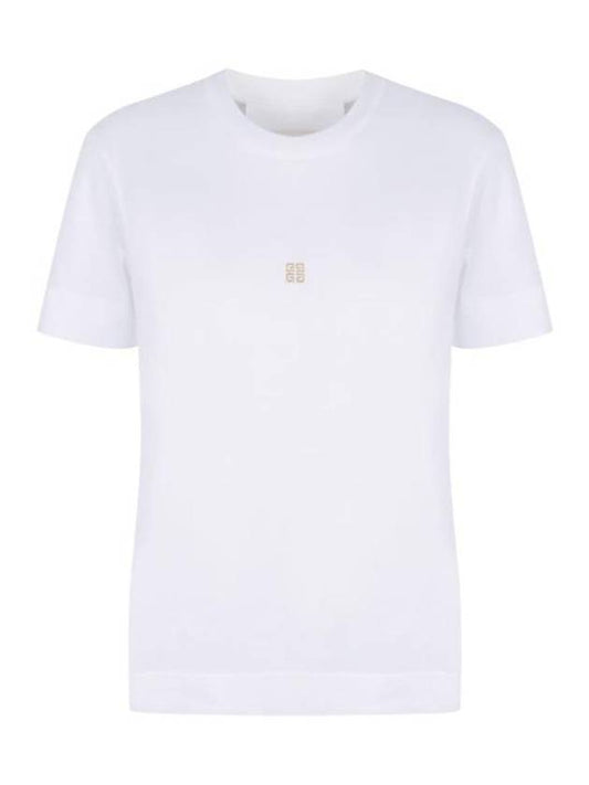 Embroidered Logo Cotton Short Sleeve T-Shirt White - GIVENCHY - BALAAN 1