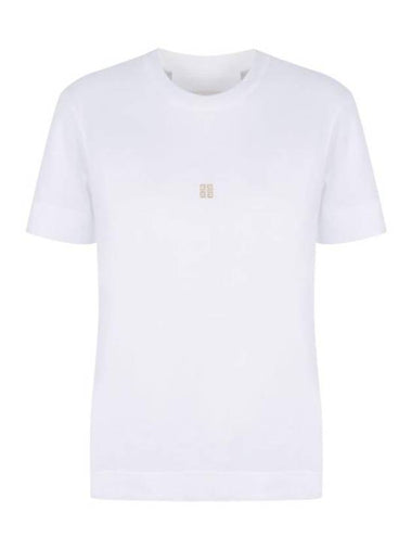 Embroidered Logo Cotton Short Sleeve T-Shirt White - GIVENCHY - BALAAN 1