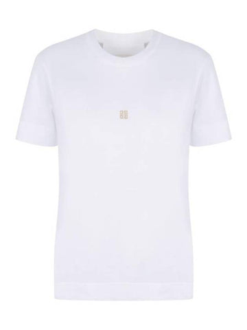 Embroidered Logo Cotton Short Sleeve T-Shirt White - GIVENCHY - BALAAN 1