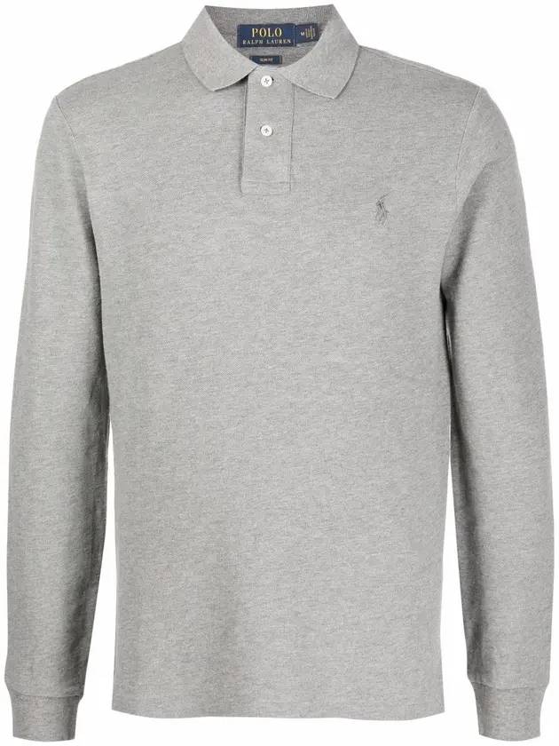 Embroidery Logo Long Sleeve Polo Shirt Grey - POLO RALPH LAUREN - BALAAN 1