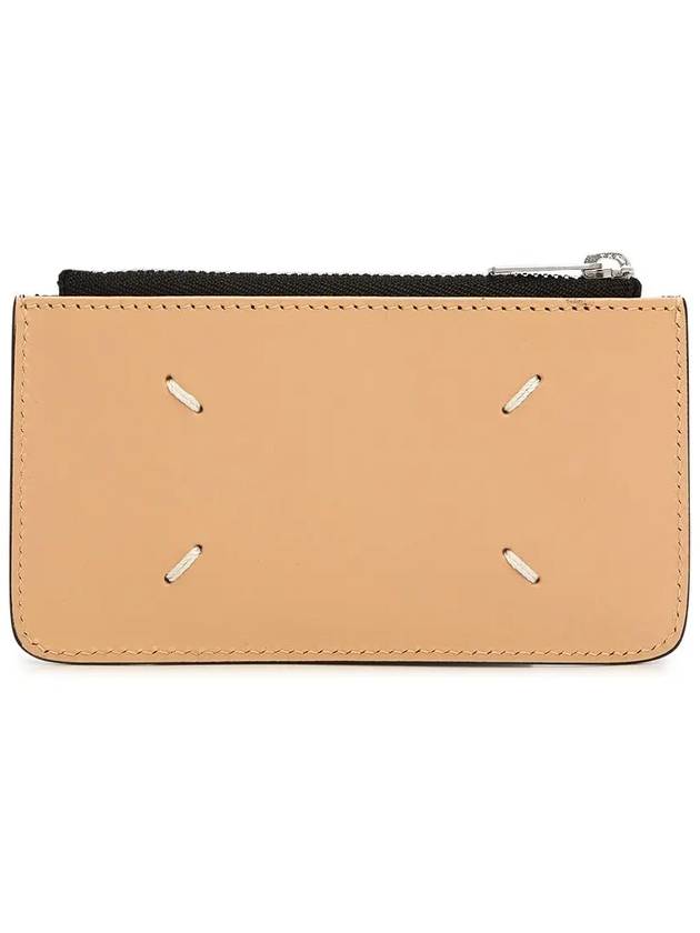 Two-Tone Zipper Card Wallet Black Beige - MAISON MARGIELA - BALAAN 2