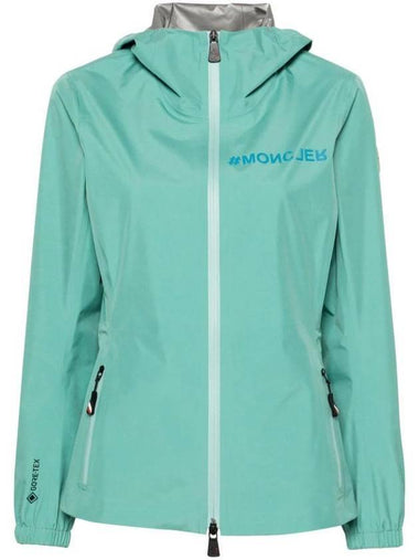 Women s Valles Hooded Zip Up Aqua Green - MONCLER - BALAAN 1