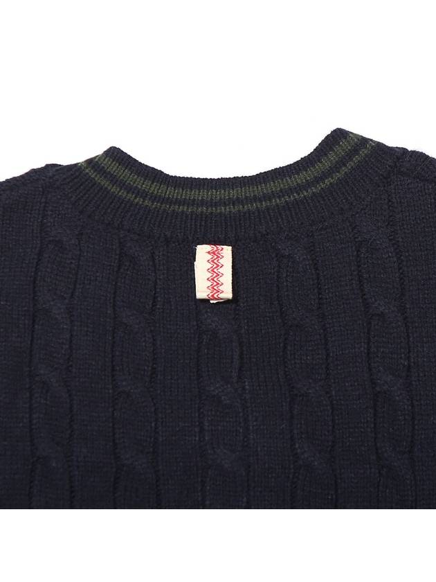 Wool Logo Cable Vest Navy - OGARP - BALAAN 6