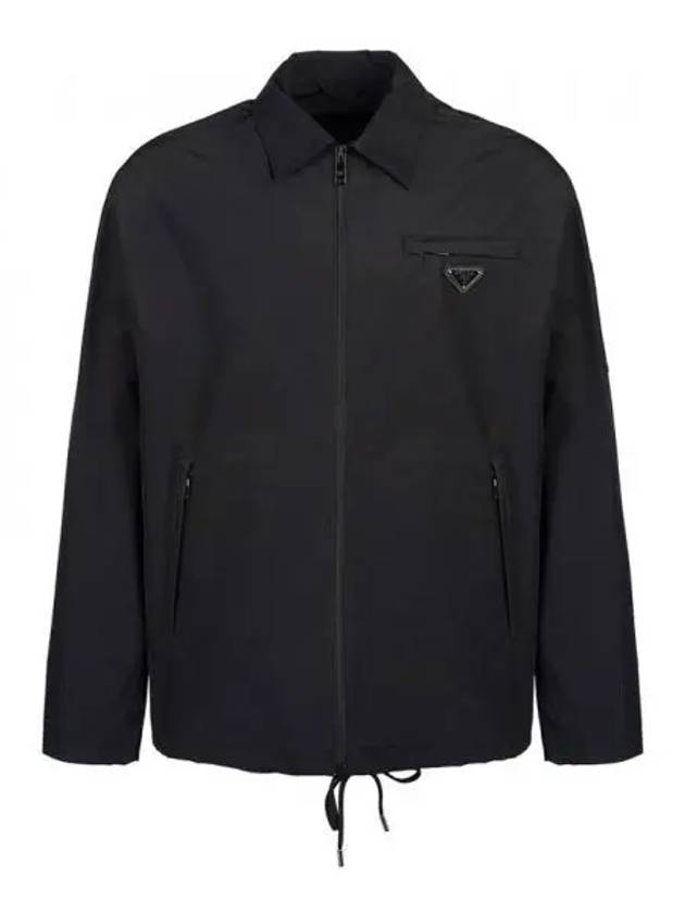 Triangle Logo Technical Poplin Track Jacket Black - PRADA - BALAAN 2