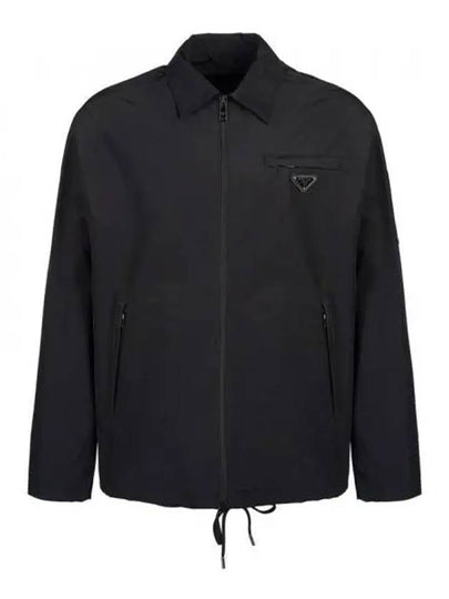 Triangle Logo Technical Poplin Track Jacket Black - PRADA - BALAAN 2