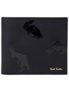 Rabbit Print Fold Leather Half Wallet Black - PAUL SMITH - BALAAN 3