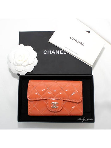 Classic enamel snap card wallet orange champagne gold AP0214 B02244 N0199 - CHANEL - BALAAN 1