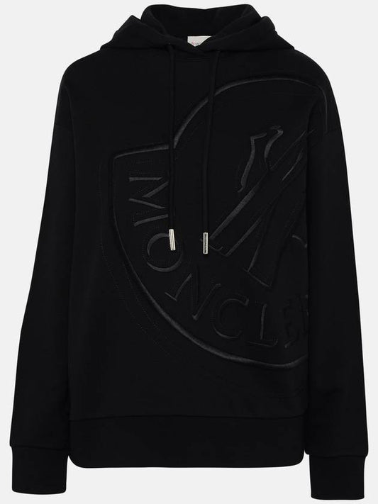 Embroidered Logo Hoodie Black - MONCLER - BALAAN 2