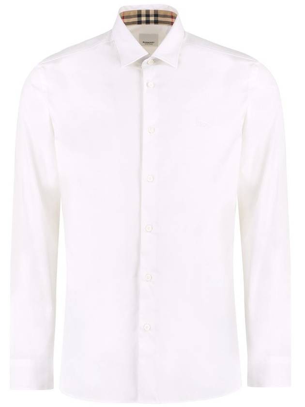 Plain Cotton Long Sleeve Shirt White - BURBERRY - BALAAN 2