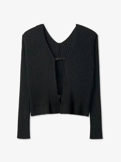 La Maille Pralu Longue Micro Charm Logo Cardigan Black - JACQUEMUS - BALAAN 2