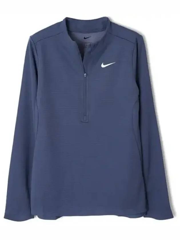 Women's Dri Fit UV Advantage Half Zip Long-Sleeve T-Shirt Blue - NIKE - BALAAN 2