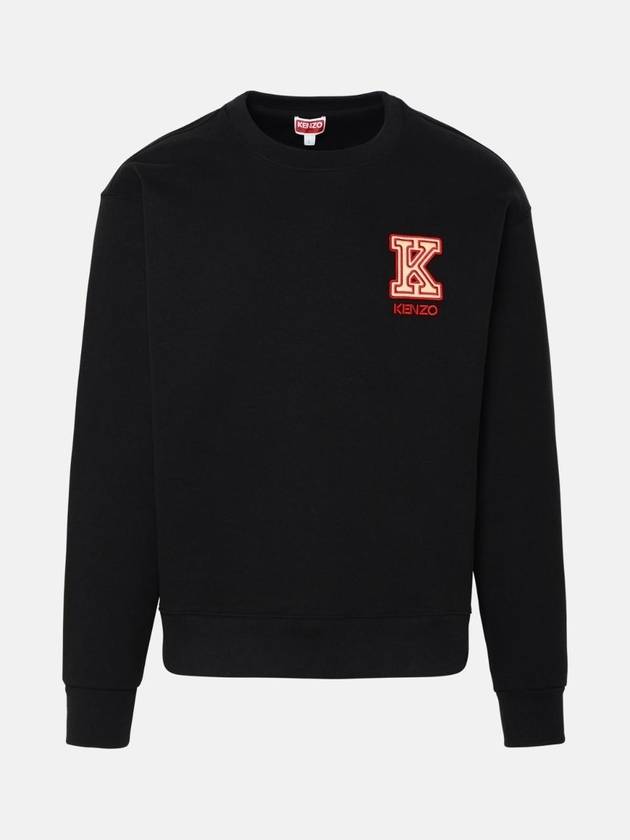 K Crest Classic Fit Cotton Sweatshirt Black - KENZO - BALAAN 1