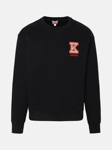 K Crest Classic Fit Cotton Sweatshirt Black - KENZO - BALAAN 1