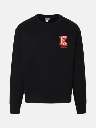 K Crest Classic Fit Cotton Sweatshirt Black - KENZO - BALAAN 1