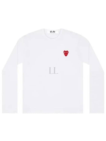 Double Heart Wappen Long Sleeve T-Shirt White - COMME DES GARCONS - BALAAN 2