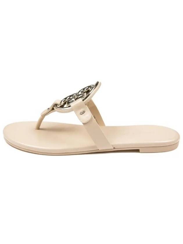 Women's Metal Miller Soft Flip Flops New Cream - TORY BURCH - BALAAN 4