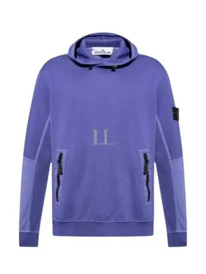 Regular Fit Mercerized Cotton Fleece Cotton Hoodie Purple - STONE ISLAND - BALAAN 2