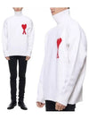 Big Heart Logo Wool Knit Turtleneck White - AMI - BALAAN 2