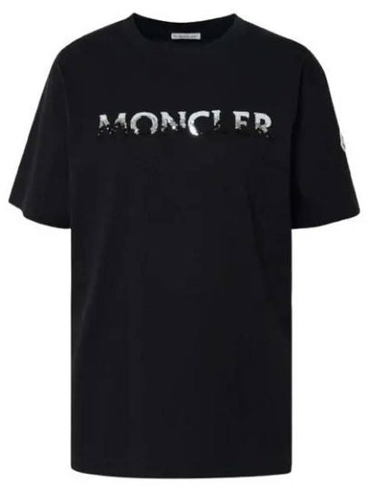 Logo Sequin Cotton Short Sleeve T-Shirt Black - MONCLER - BALAAN 2