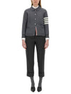 Women's 4 Bar Raglan Wool Polo Cardigan Grey - THOM BROWNE - BALAAN 3