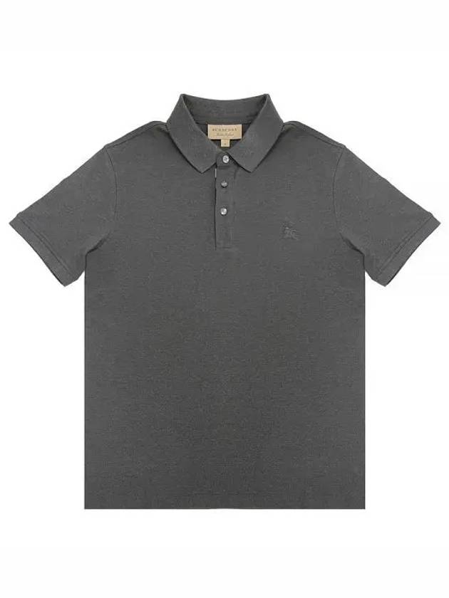 Wheeler Embroidered Logo Cotton Polo Shirt Charcoal - BURBERRY - BALAAN 2