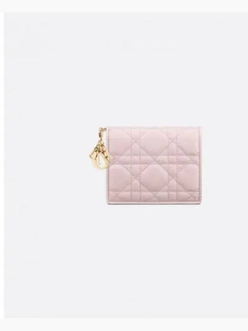 Lady Dior Gardenia Mini Half Wallet Pink - DIOR - BALAAN 1