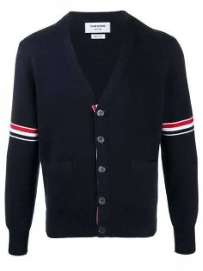 Milano Stitch Sprite Armband Cotton V-neck Cardigan Navy - THOM BROWNE - BALAAN 2