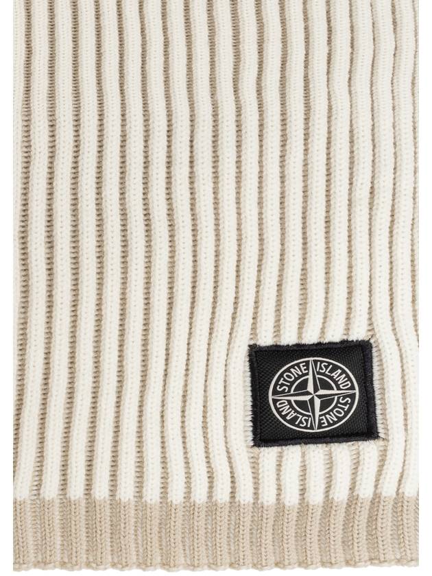 Logo Rib Scarf Beige - STONE ISLAND - BALAAN 5