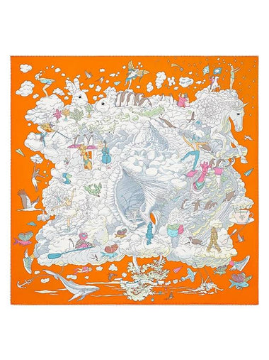 Carres Sur Mon Nuage 90 Scarf Orange - HERMES - BALAAN 1