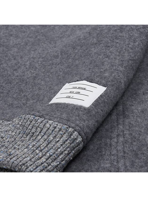 Logo Patch Striped Wool Fleece Crewneck Knit Top Grey - THOM BROWNE - BALAAN 6