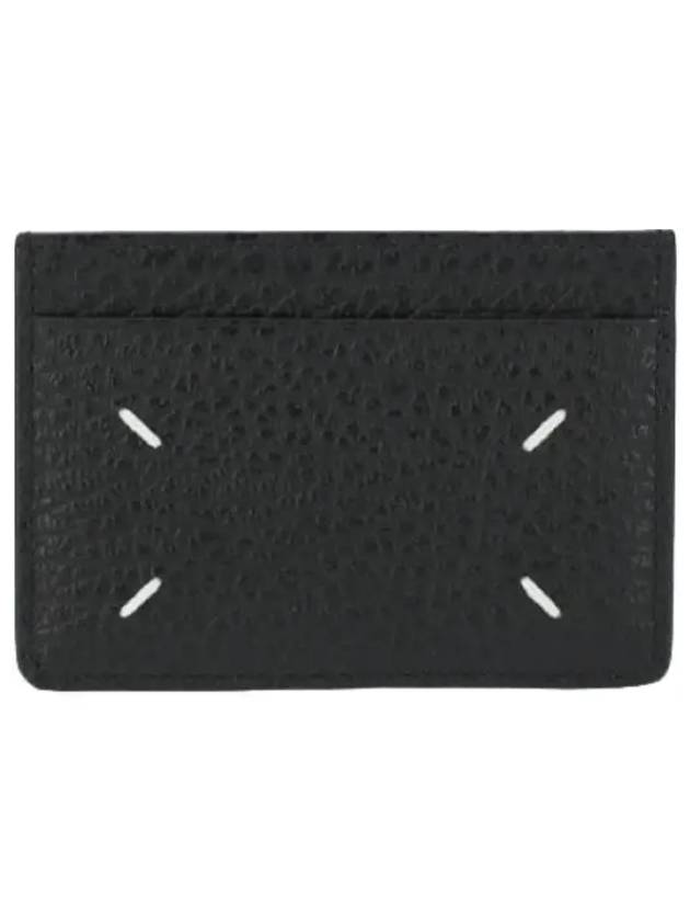 Stitched Slim Slot Card Holder Black Wallet - MAISON MARGIELA - BALAAN 1