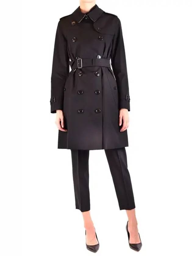 Mid Length Kensington Heritage Trench Coat Black - BURBERRY - BALAAN 3