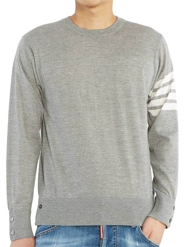 4 Bar Stripe Classic Wool Knit Top Light Grey - THOM BROWNE - BALAAN 6