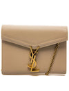 Cassandra Chain Wallet Shoulder Bag Beige - SAINT LAURENT - BALAAN.