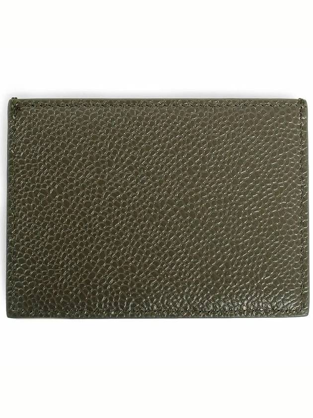 Pebble Grain Leather Stripe Single Card Wallet Green - THOM BROWNE - BALAAN 4